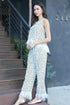 Gianna Feathered Pant Set - Black and White
